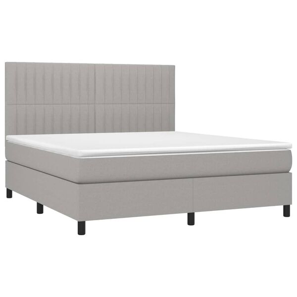 vidaXL Box spring postelja z vzmetnico svetlo siva 160x200 cm žamet