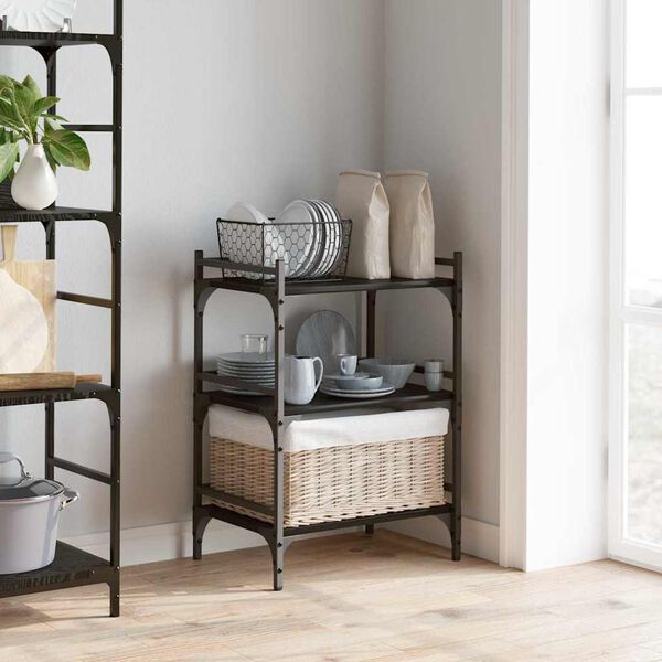 vidaXL Kuhinjski voziček Črna Orehovina 50 x 35 x 75.5 cm