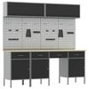 vidaXL Set delovnih omar s predalom s shranjevanjem 10 pcs Črna