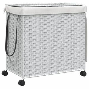vidaXL Ko&scaron;ara za perilo s kolesi bela 60x35x60,5 cm ratan