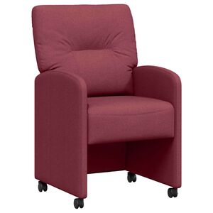 vidaXL Jedilni stoli s kolesi 2 pcs vinsko rdeča 57 x 67 x 95 cm blago