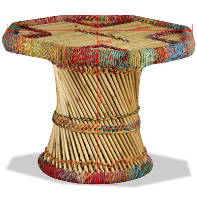 vidaXL Klubska mizica iz bambusa s Chindi detajli večbarvna