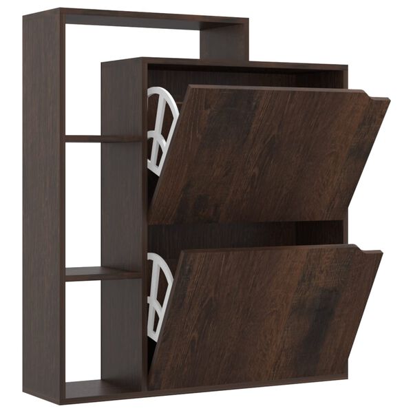 vidaXL Omarica za čevlje dimljen hrast 79,5x24x90,5 cm iverna plo&scaron;ča