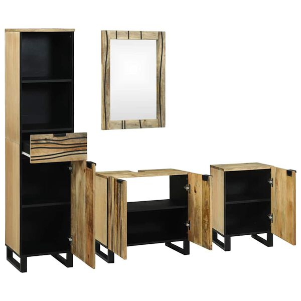 vidaXL Komplet pohi&scaron;tva za kopalnico 4 pcs Rjava Konstruiran les