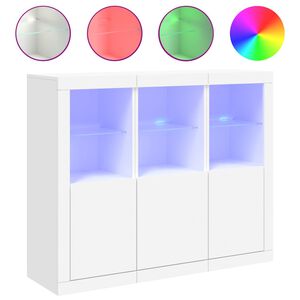 vidaXL Komoda z LED diodami 3 kosi bel inženirski les