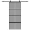 vidaXL Drsna vrata z opremo črna 90x205 cm kaljeno steklo