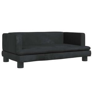 vidaXL Otro&scaron;ki kavč črn 80x45x30 cm žamet