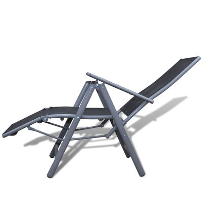 vidaXL Vrtni počivalni stol aluminijast črn
