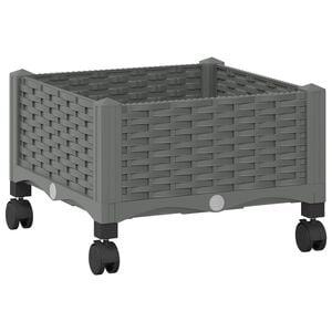 vidaXL Vrtni cvetlični lonček s kolesi Svetlo siva 40 x 40 x 33 cm PP