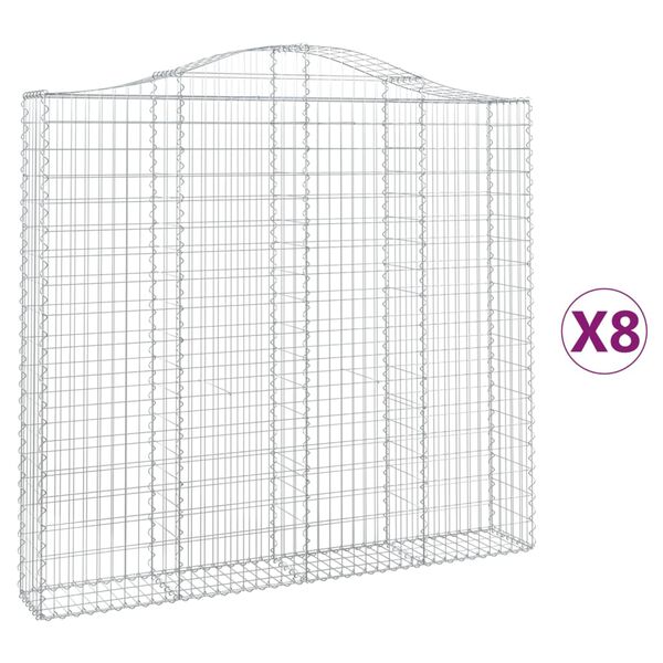 vidaXL Obokane gabion košare 8 kosa 200x30x180/200 cm pocinkano železo