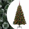 vidaXL Umjetno božično drevo z okrasnimi kroglami 120 cm 150 LED