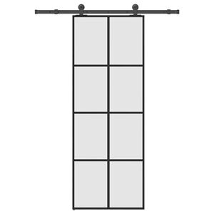 vidaXL Drsna vrata z opremo 76x205 cm ESG steklo in aluminij