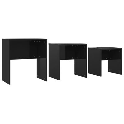 vidaXL Komplet 3 klubskih mizic visok sijaj črna iverna plošča