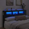 vidaXL LED posteljno vzglavje črno 180x18,5x103,5 cm inženirski les