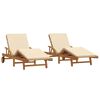 vidaXL Ležalnik 2 pcs Bež 200 x 67 x 84 cm Masiven les akacije
