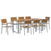 vidaXL Komplet za jedilnico v vrtu 9 kos Siva 200 x 90 x 75 cm