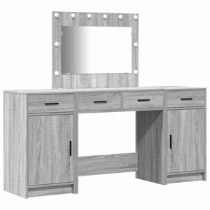 vidaXL Toaletna mizica 3 kos Siva 78,5 x 41 x 135 cm Inženirski les