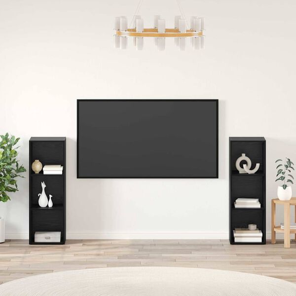 vidaXL Komplet TV omaric 2 pcs Črna Orehovina 107 x 35 x 37 cm
