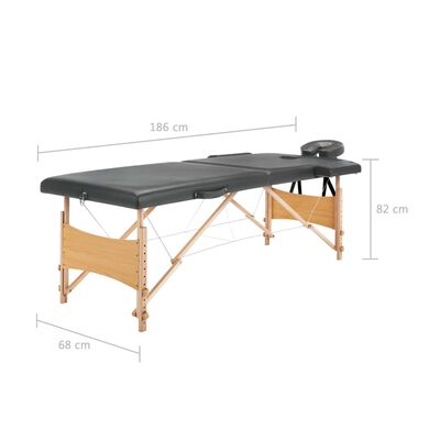vidaXL Masažna miza z 2 conama lesen okvir antracit 186x68 cm