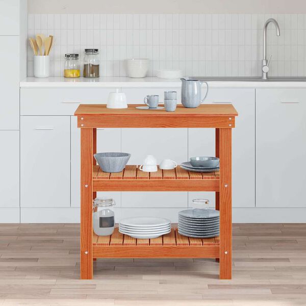 vidaXL Delovna miza Voskast rjav 78,5 x 50 x 80 cm Masivno borovo les