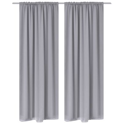 130376 2 pcs Grey Slot-Headed Blackout Curtains 135 x 245 cm