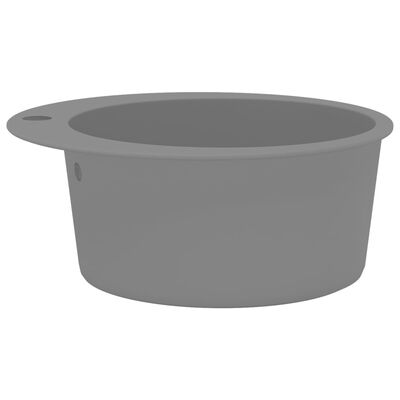 vidaXL Enojno okroglo kuhinjsko pomivalno korito iz granita sivo