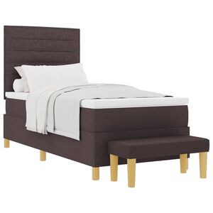 vidaXL Postelja z vzmetnico z vzglavjem Temno rjava 200 x 90 cm blago