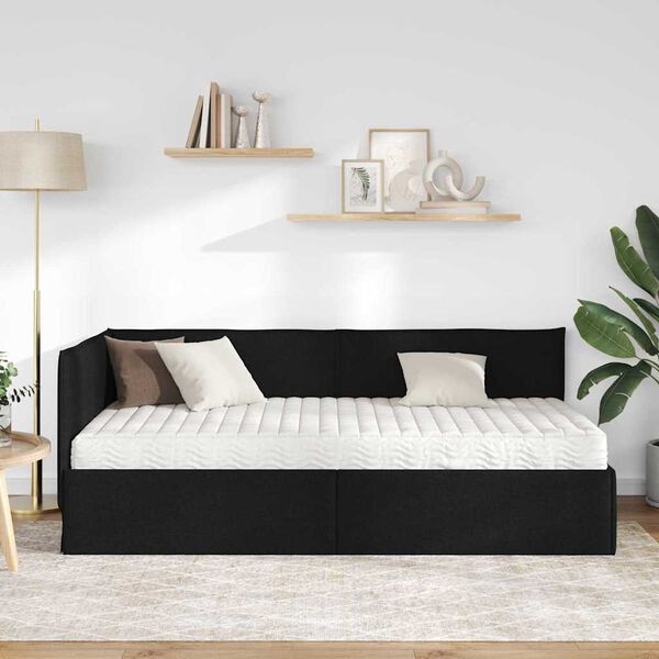 vidaXL Kotni okvir postelje z matrico z vzglavjem 2 pcs Zelena Žamet