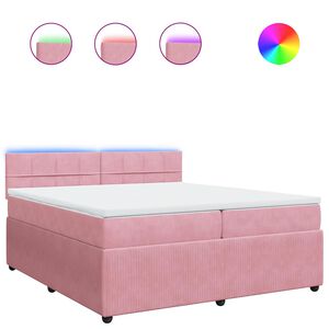 vidaXL Box spring postelja z vzmetnico roza 200x200 cm žamet