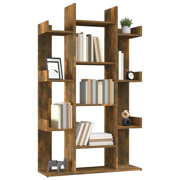 vidaXL Knjižna omara dimljeni hrast 86x25,5x140 cm inženirski les