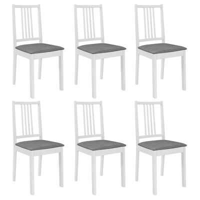 vidaXL Jedilni stoli z blazinami 6 kosov trden les beli