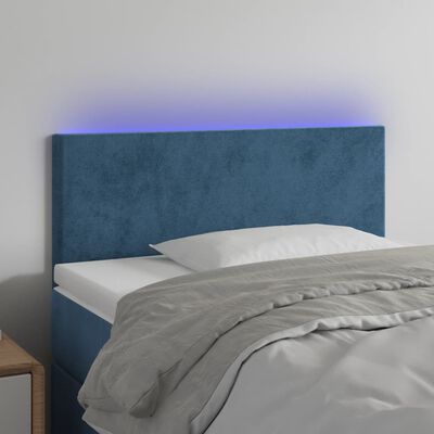 vidaXL LED posteljno vzglavje temno modro 100x5x78/88 cm žamet