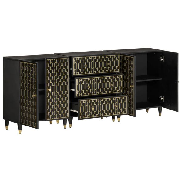 vidaXL Stranske omarice 3 kosi 60x33x75 cm trden mangov les