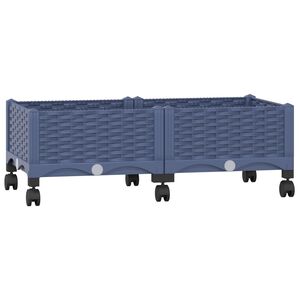 vidaXL Vrtni cvetlični lonček s kolesi Modro sivo 80 x 40 x 33 cm PP