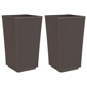 vidaXL Vrtna cvetlična korita 2 kosa rjava 32,5x32,5x57 cm PP