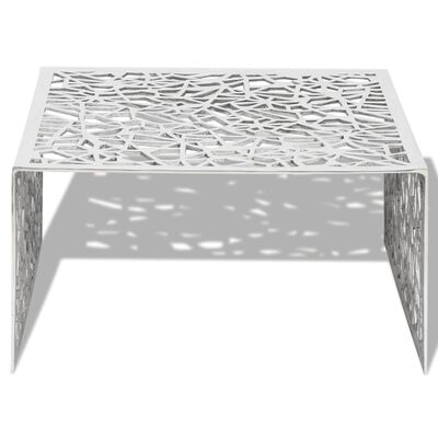 vidaXL Klubska mizica srebrna geometričen odprt dizajn aluminij