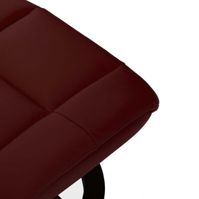 vidaXL Naslanjač s stolčkom za noge vinsko rdeče umetno usnje in les
