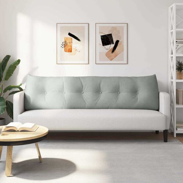 vidaXL Poglavni vzglavnik Svetlo siva 180 x 24 x 50 cm Žamet