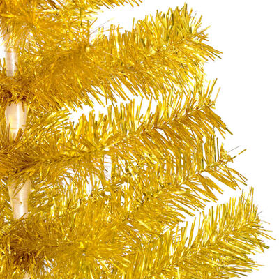 vidaXL Umetna osvetljena novoletna jelka z bunkicami zlata 240 cm PET