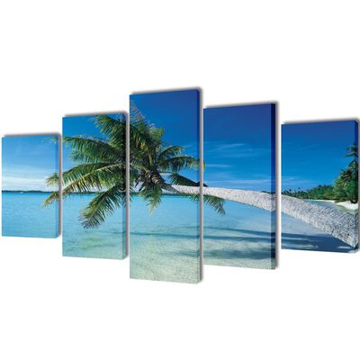 Set platen s printom peščene plaže s palmami 200 x 100 cm