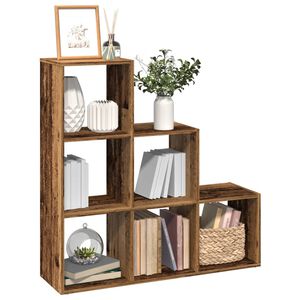 vidaXL Pregrada s knjižno omaro 3-nadstropna starinski les 99x29x99 cm