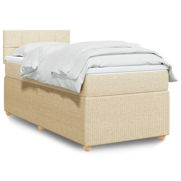 vidaXL Box spring postelja z vzmetnico krem 80x200 cm blago