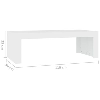vidaXL Klubska mizica bela 110x50x35 cm iverna plošča