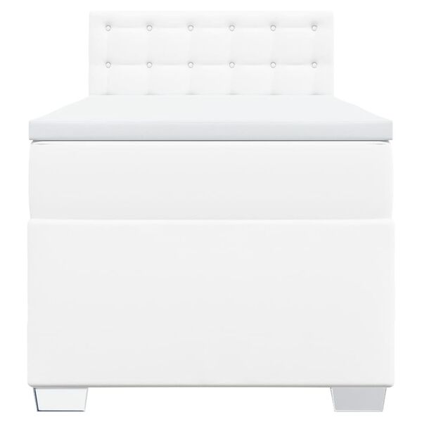 vidaXL Box spring postelja z vzmetnico bel 90x190 cm umetno usnje