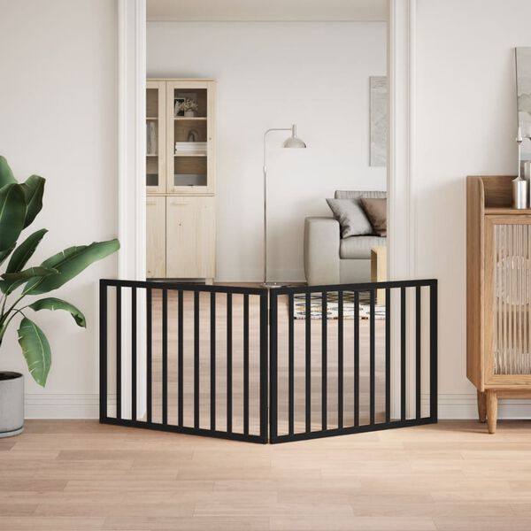 vidaXL Zložljiva pasja vrata 2 panela črna 160 cm topolov les