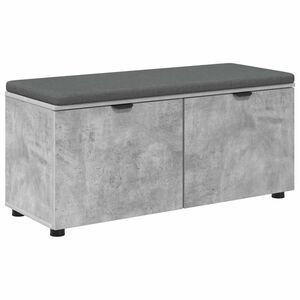 vidaXL Haldna klop z blazino s polico Beton Siva 100 x 38 x 46 cm