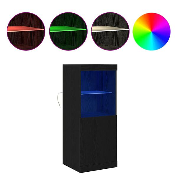 vidaXL LED bočni predalnik z LED lučmi Črna Orehovina 41 x 37 x 100 cm