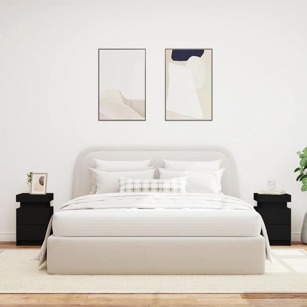 vidaXL Nočna omarica z LED lučkami 2 kosa črna 35x39x55 cm