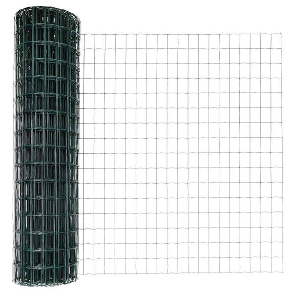 vidaXL Ograja s stebrom Zelena 1,4 x 10 m Jeklo in PVC