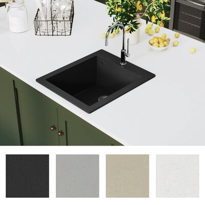 vidaXL Vgradno kuhinjsko korito enojno granit črne barve